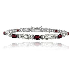 Sterling Silver 4.5ct Garnet & Diamond Accent Oval